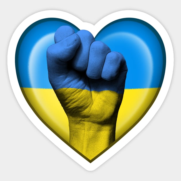 Ukrainian Heart with Raised Fist Sticker by jeffbartels